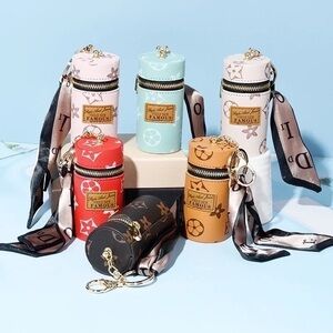 Chapstick Leather Lipstick Keychains for Women Girl Car Keys Wallet Charms